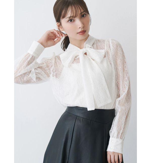 MERCURYDUO「2WAYバックリボンレースブラウス」|シャツ・ブラウス|