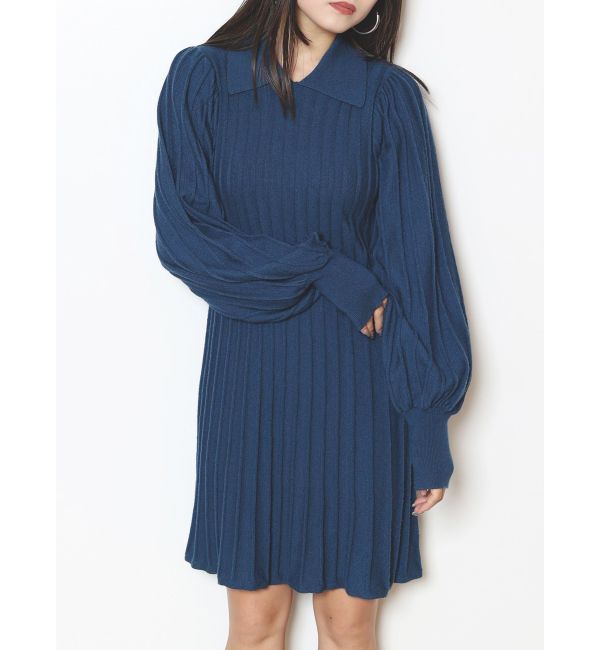 MURUA「ワイドリブフレアミニワンピース」|ワンピース|ブルー