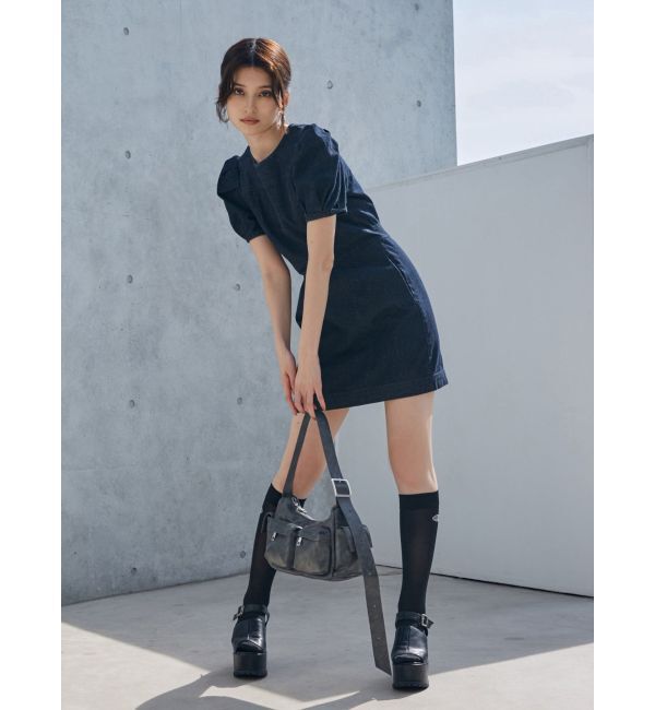 MURUA「パフスリーブステッチミニワンピース」|ワンピース|