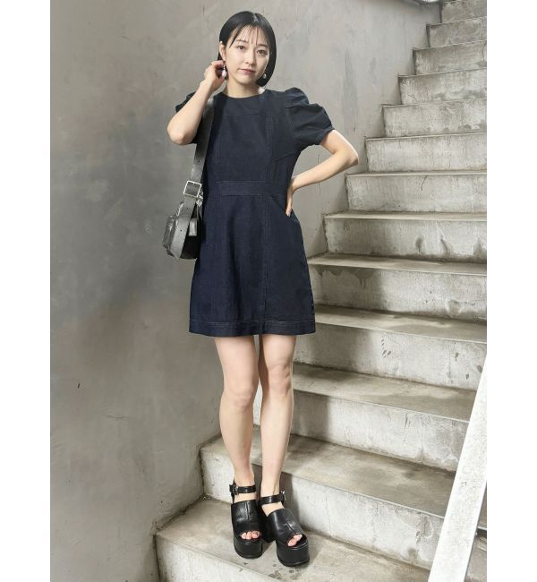 MURUA「パフスリーブステッチミニワンピース」|ワンピース|