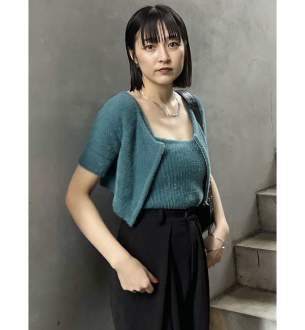 MURUA「シャギージップカーデ&times;キャミSET」|カーディガン|