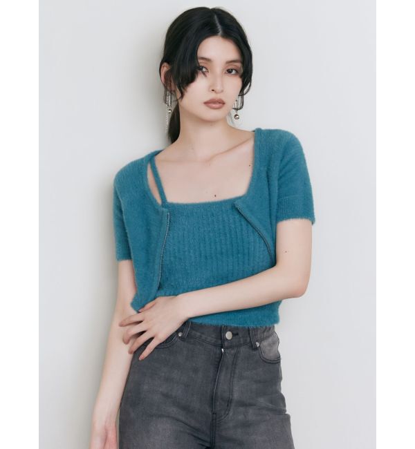 MURUA「シャギージップカーデ&times;キャミSET」|カーディガン|