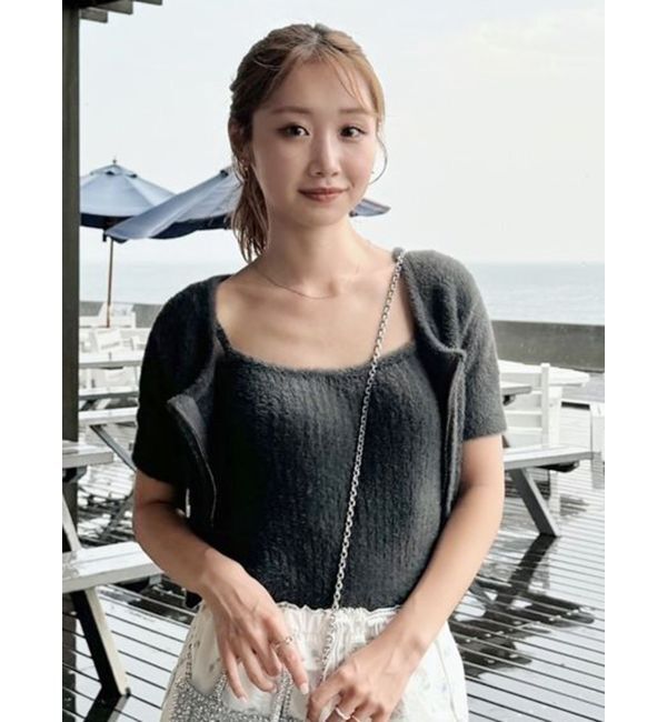 MURUA「シャギージップカーデ&times;キャミSET」|カーディガン|