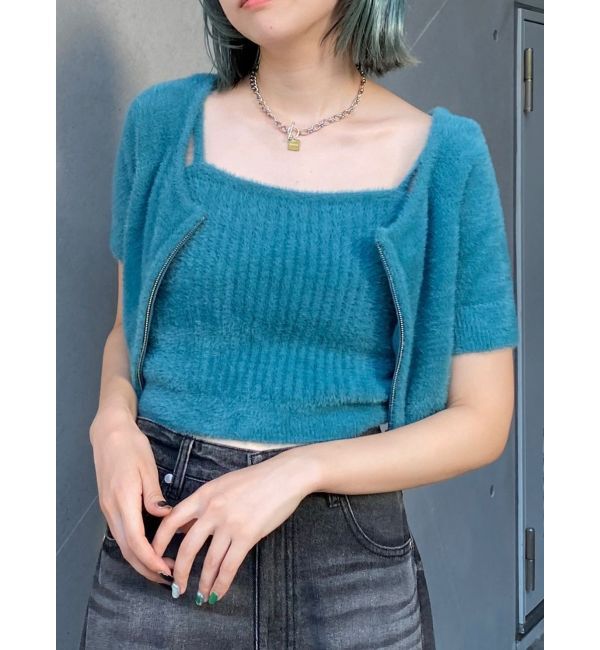 MURUA「シャギージップカーデ&times;キャミSET」|カーディガン|