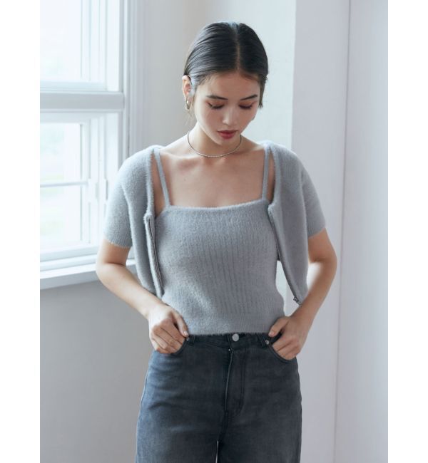 MURUA「シャギージップカーデ&times;キャミSET」|カーディガン|