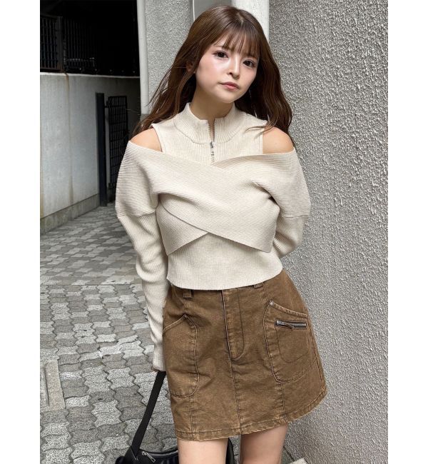 MURUA「カシュクールハーフジップトップス」|ニット・セーター|