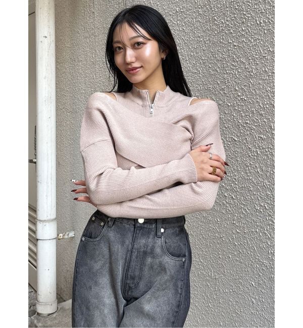MURUA「カシュクールハーフジップトップス」|ニット・セーター|
