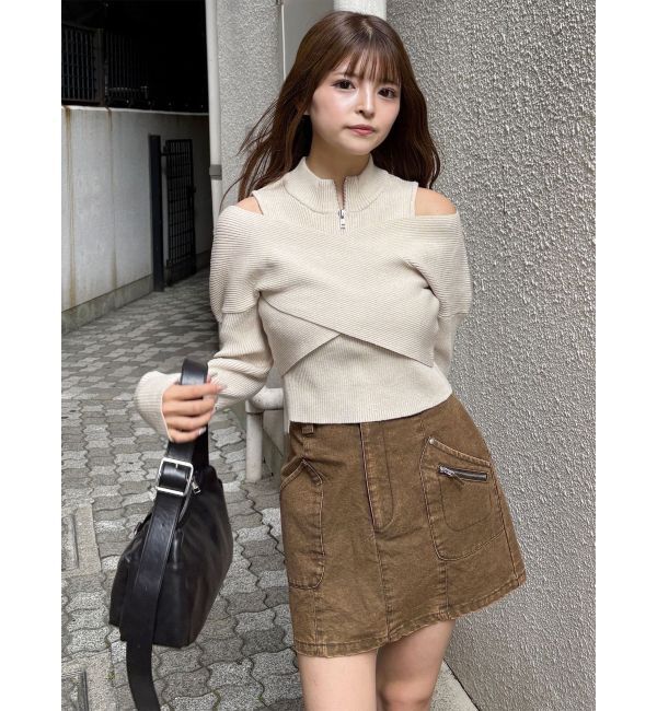 MURUA「カシュクールハーフジップトップス」|ニット・セーター|