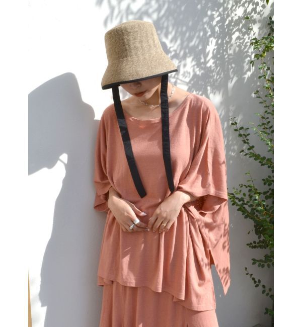 Ungrid「リネン混ルーズトップス」|Tシャツ・カットソー|オレンジ