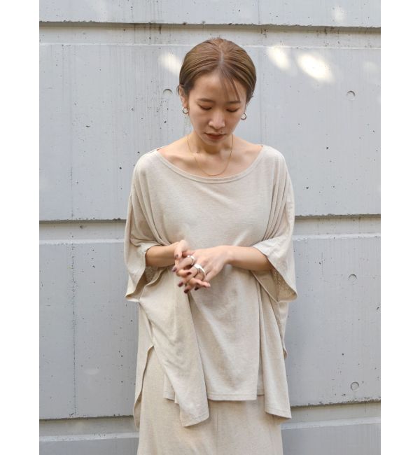 Ungrid「リネン混ルーズトップス」|Tシャツ・カットソー|ベージュ