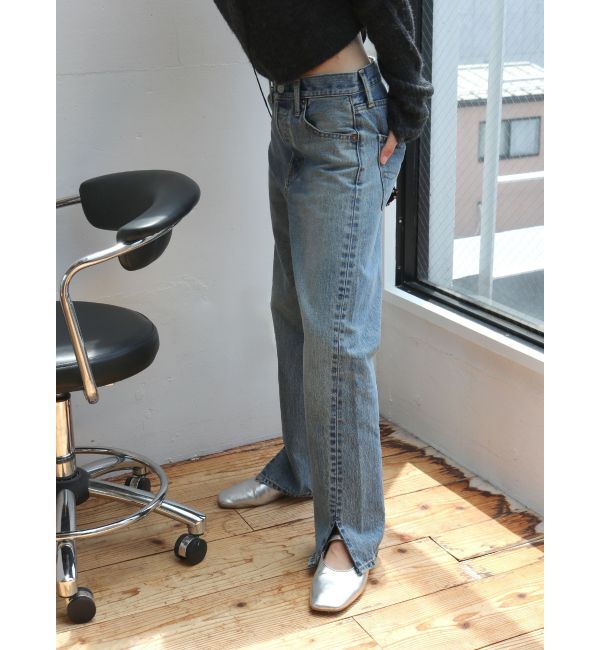 Ungrid「クロップドスリットストレートデニム」|デニム|