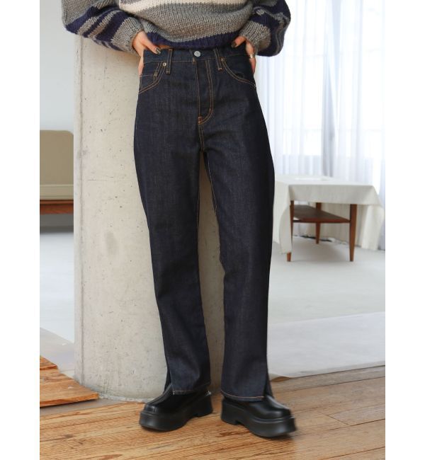 Ungrid「クロップドスリットストレートデニム」|デニム|インディゴ