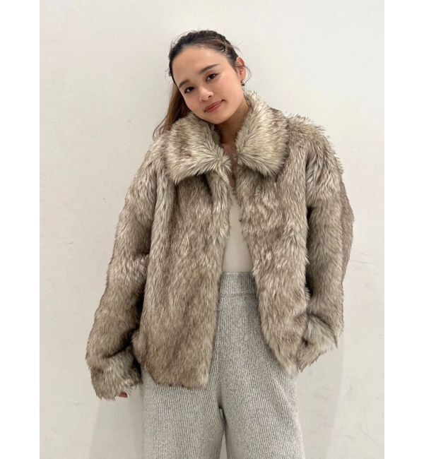 Ungrid「ボリュームデザインファーコート」|ブルゾン・スタジャン|ベージュ