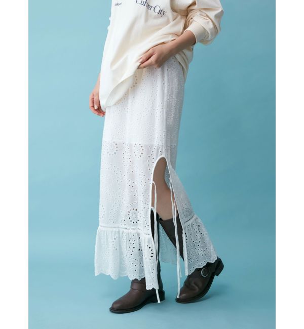 Ungrid「カットワークレースコンビスカート」|スカート|