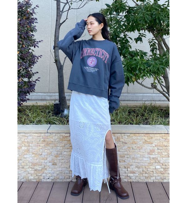 Ungrid「カットワークレースコンビスカート」|スカート|