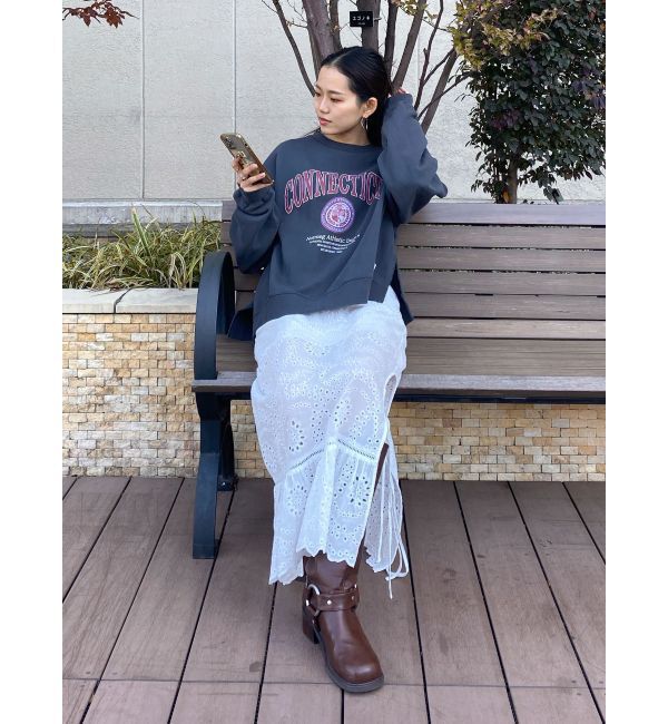 Ungrid「カットワークレースコンビスカート」|スカート|