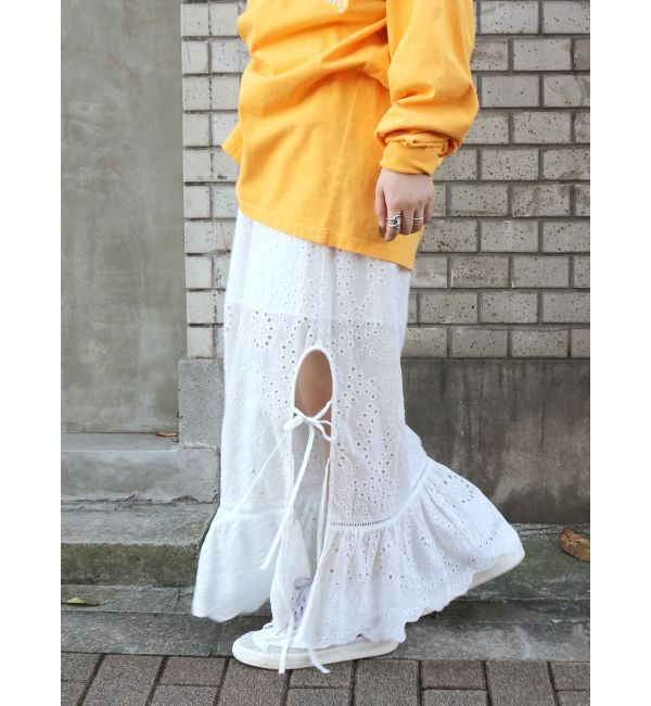 Ungrid「カットワークレースコンビスカート」|スカート|