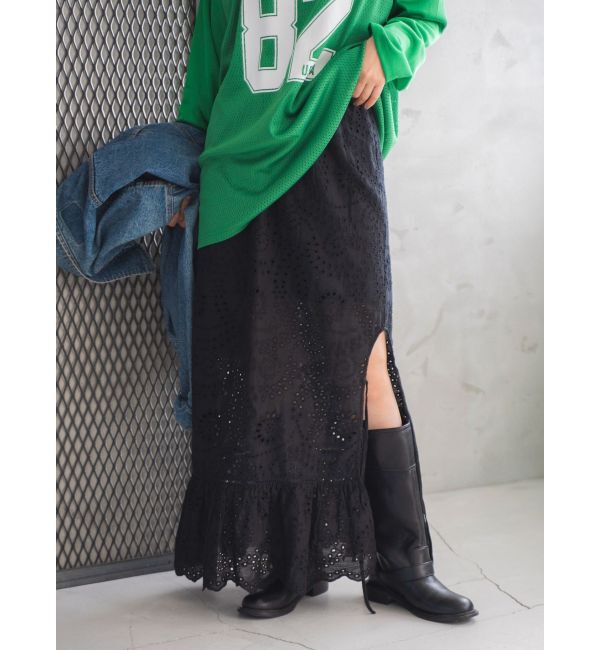 Ungrid「カットワークレースコンビスカート」|スカート|