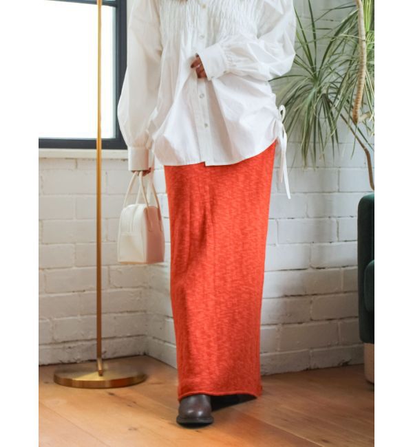 Ungrid「ニットアイラインスカート」|スカート|オレンジ