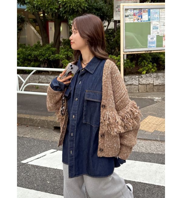 Ungrid「フリンジデザインニットカーディガン」|カーディガン|