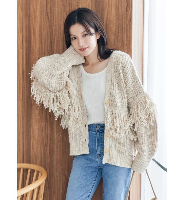 Ungrid「フリンジデザインニットカーディガン」|カーディガン|