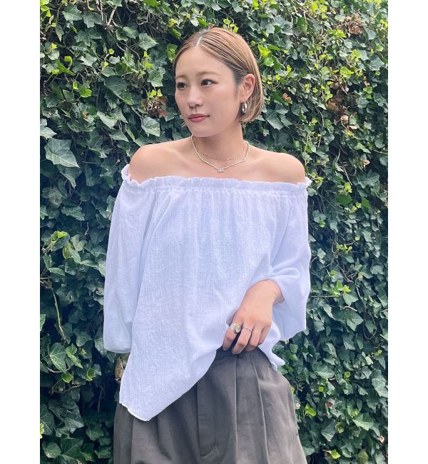 Ungrid「楊柳オフショルボリュームブラウス」|シャツ・ブラウス|オフホワイト