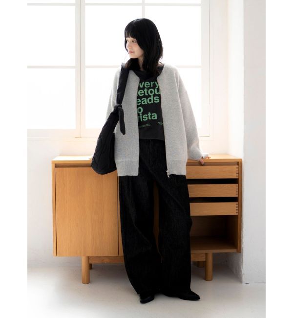 Ungrid「アンゴラ混ジップニットカーデ」|カーディガン|