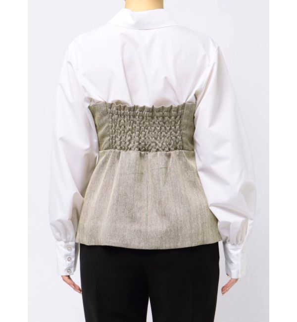 LAGUNAMOON「【WEB限定】ヘリンボーンビスチェドッキングブラウス」|シャツ・ブラウス|