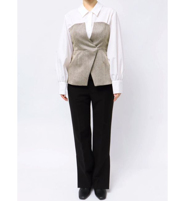 LAGUNAMOON「【WEB限定】ヘリンボーンビスチェドッキングブラウス」|シャツ・ブラウス|