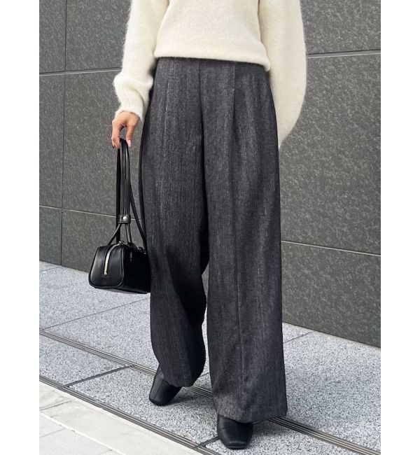 LAGUNAMOON「ヘリンボーンツイードベルトパンツ」|その他|チャコールグレー