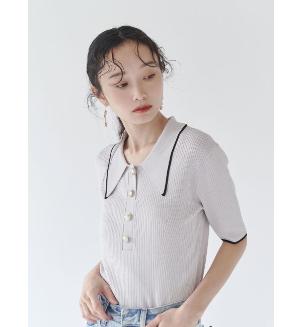 LAGUNAMOON「【WEB限】カラーネックラインニットプルオーバー」|ニット・セーター|