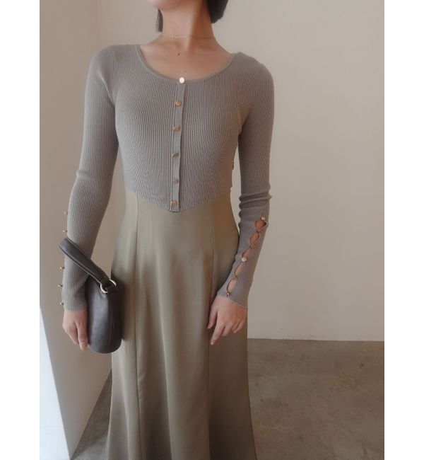 LAGUNAMOON「ボタンニットドッキングナローワンピース」|ワンピース|