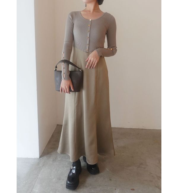 LAGUNAMOON「ボタンニットドッキングナローワンピース」|ワンピース|