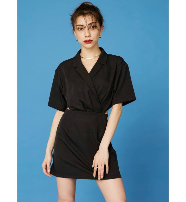 EVRIS「バックオープンミニワンピース」|ワンピース|ブラック