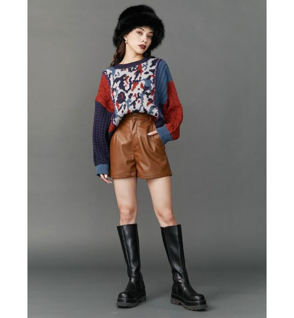 EVRIS「フェイクレザーハイウエストショートパンツ」|その他|