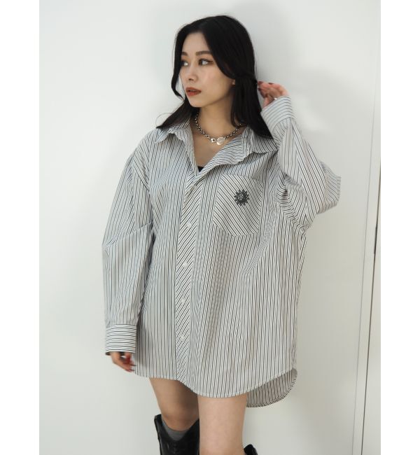 EVRIS「SUNNYストライプオーバーサイズシャツ」|シャツ・ブラウス|ホワイト