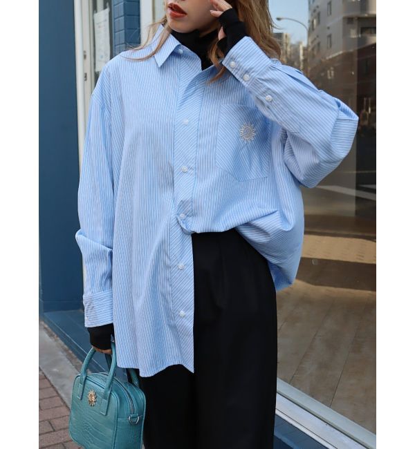 EVRIS「SUNNYストライプオーバーサイズシャツ」|シャツ・ブラウス|