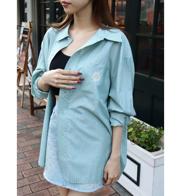 EVRIS「SUNNYストライプオーバーサイズシャツ」|シャツ・ブラウス|