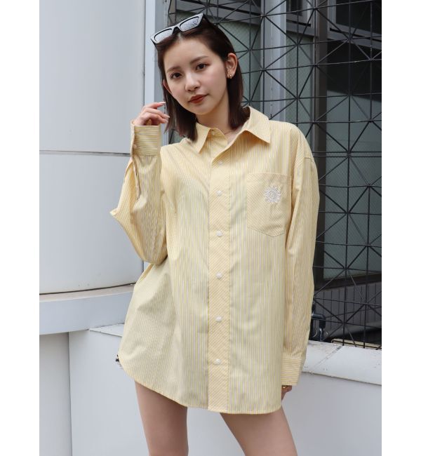 EVRIS「SUNNYストライプオーバーサイズシャツ」|シャツ・ブラウス|イエロー