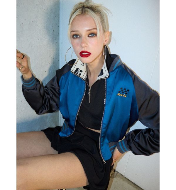 EVRIS「ロゴラインハーフジップショートスウェットトップス【セットアップ着用可能】」|スウェット・ジャージ|