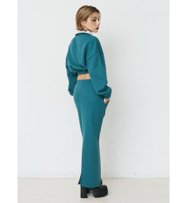 EVRIS「ロゴラインハーフジップショートスウェットトップス【セットアップ着用可能】」|スウェット・ジャージ|