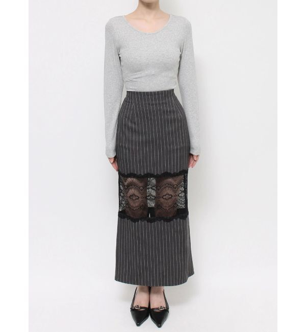 EVRIS「レース切り替えロングスカート」|スカート|