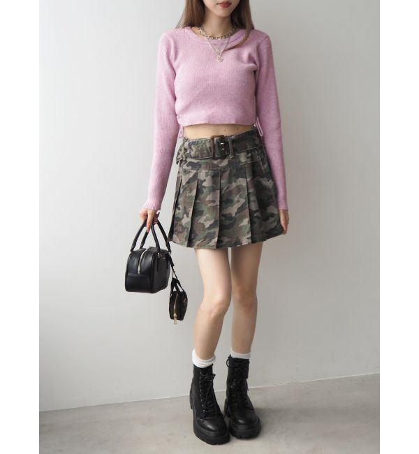 EVRIS「ワイドベルトプリーツミニスカート【セットアップ着用可能】」|スカート|