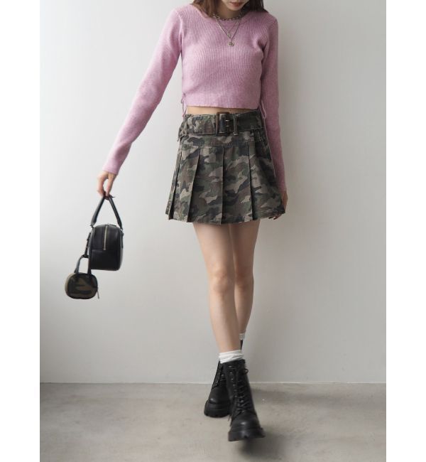 EVRIS「ワイドベルトプリーツミニスカート【セットアップ着用可能】」|スカート|