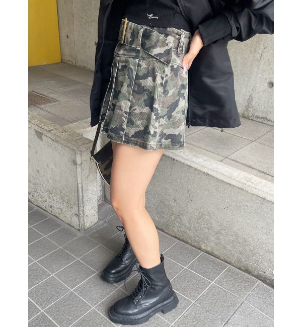 EVRIS「ワイドベルトプリーツミニスカート【セットアップ着用可能】」|スカート|