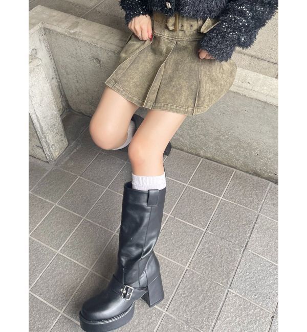 EVRIS「ワイドベルトプリーツミニスカート【セットアップ着用可能】」|スカート|