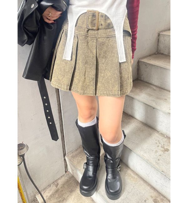 EVRIS「ワイドベルトプリーツミニスカート【セットアップ着用可能】」|スカート|