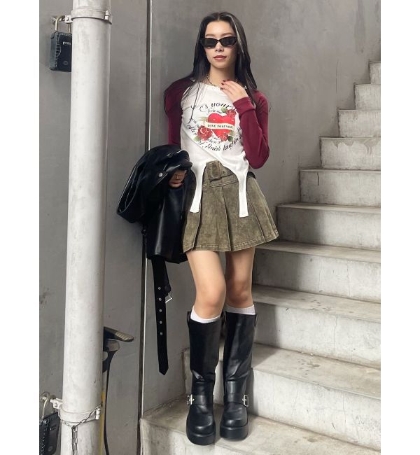 EVRIS「ワイドベルトプリーツミニスカート【セットアップ着用可能】」|スカート|