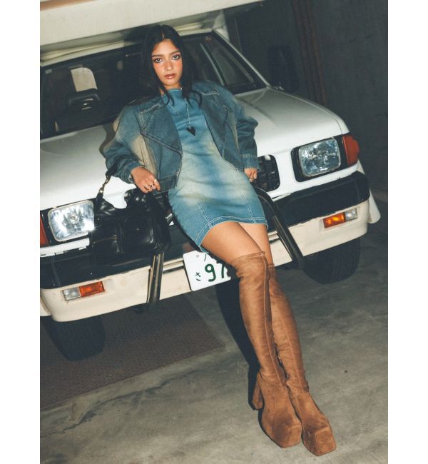 EVRIS「バックリボンオープンデニムミニワンピース」|ワンピース|