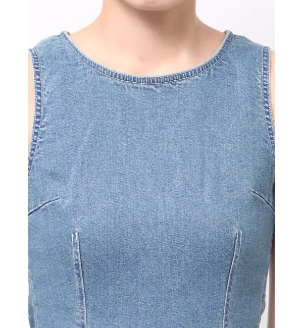 EVRIS「バックリボンオープンデニムミニワンピース」|ワンピース|